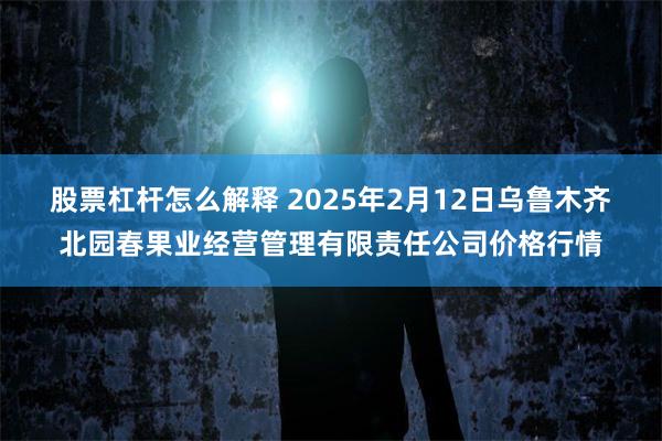 股票杠杆怎么解释 2025年2月12日乌鲁木齐北园春果业经营管理有限责任公司价格行情