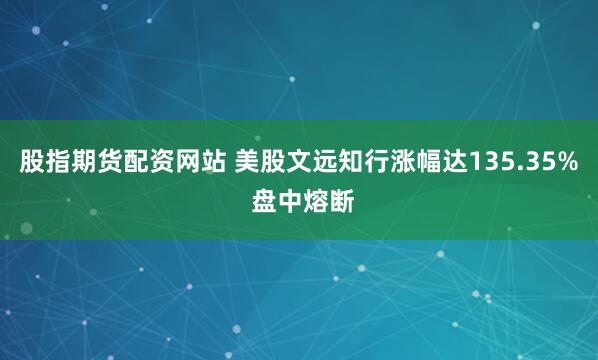 股指期货配资网站 美股文远知行涨幅达135.35% 盘中熔断