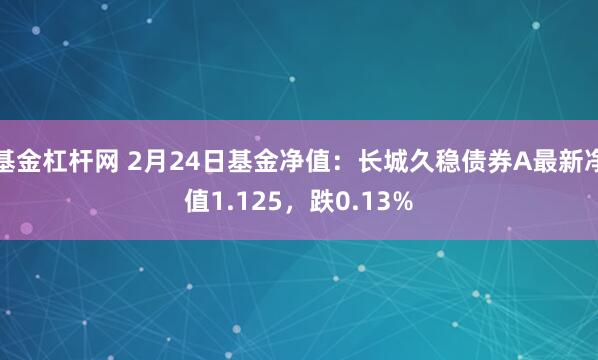 基金杠杆网 2月24日基金净值：长城久稳债券A最新净值1.125，跌0.13%